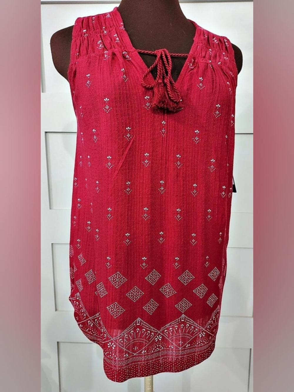 Lucky Brand Embroidered Tunic in Pink Size Medium NWT